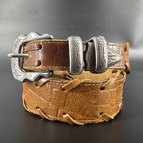 Best American Clothing Co Tan Genuine Leather Western Style Belt 61294 USA - Picture 3 of 11